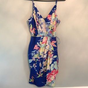 Yumi Kim Cobalt Blue & Pink Floral Wrap Dress